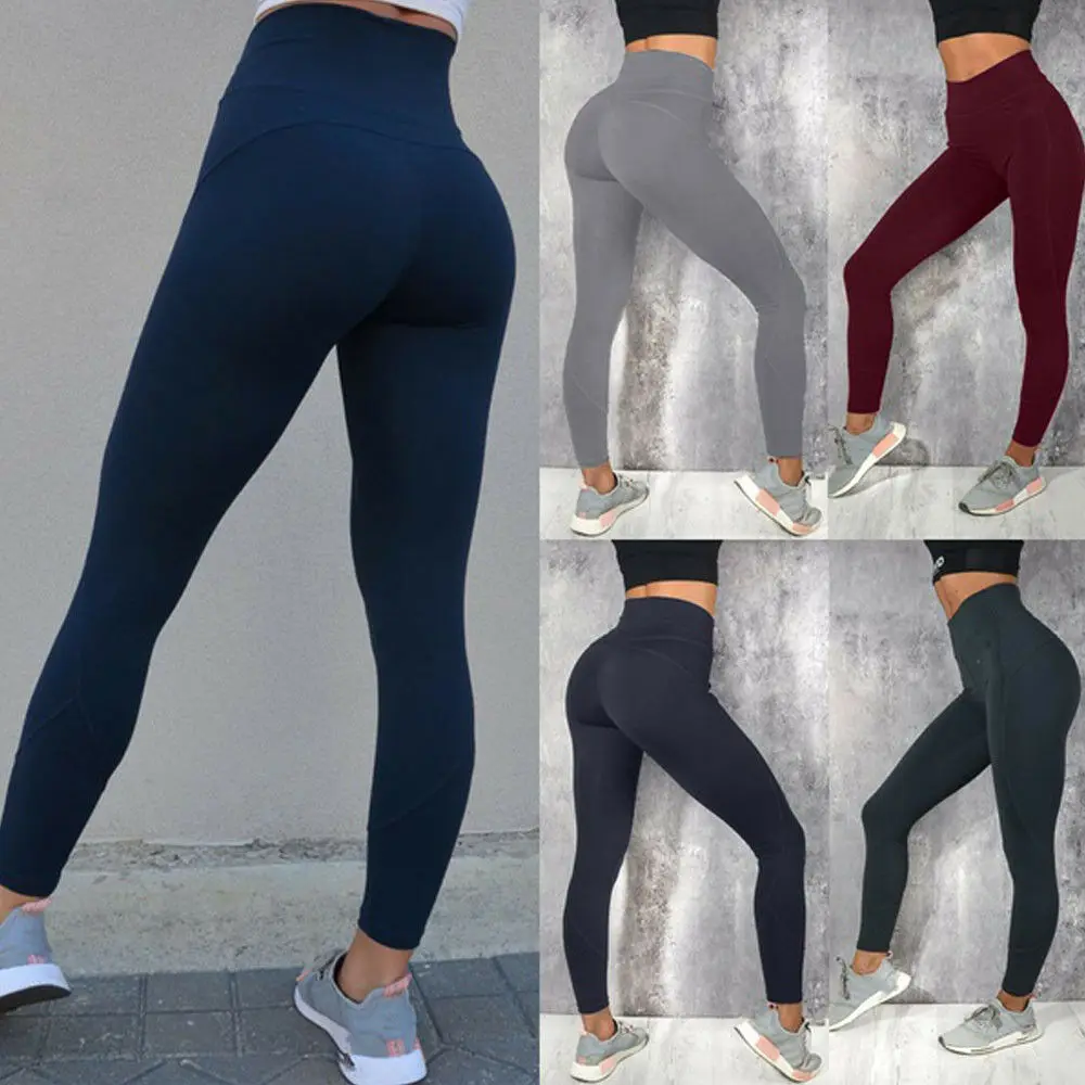 Women High Waist Yoga Pants Sport Fitness Leggings Running Gym Scrunch Black Breathable Flexible Trousers | Спорт и развлечения