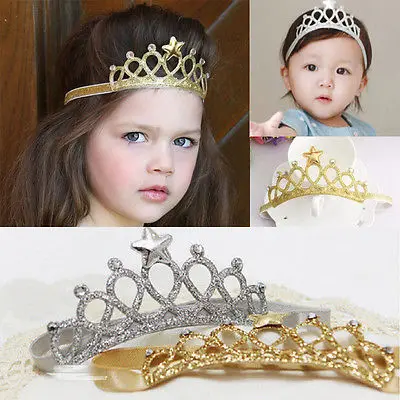 Silver Gold Toddler Infant Baby Boy Girl Headband Birthday Crown Tiara Hair Band Accessory Headwear | Детская одежда и обувь