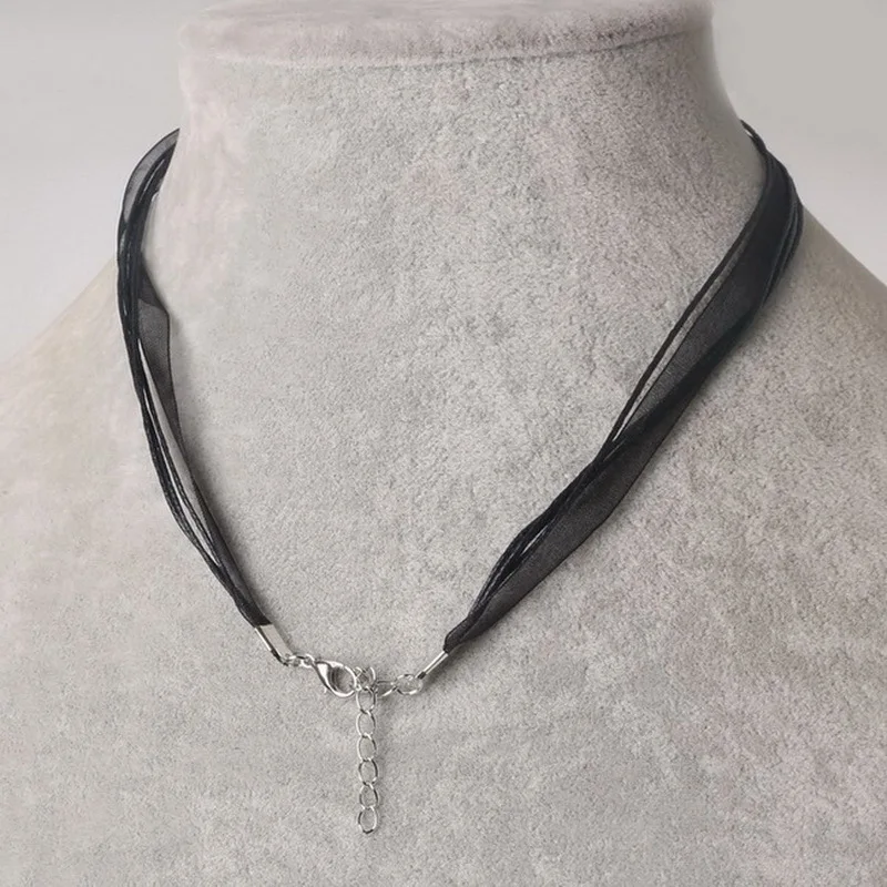 10 шт./лот модные ожерелья-подвески из органзы разных цветов шнуры с застежкой