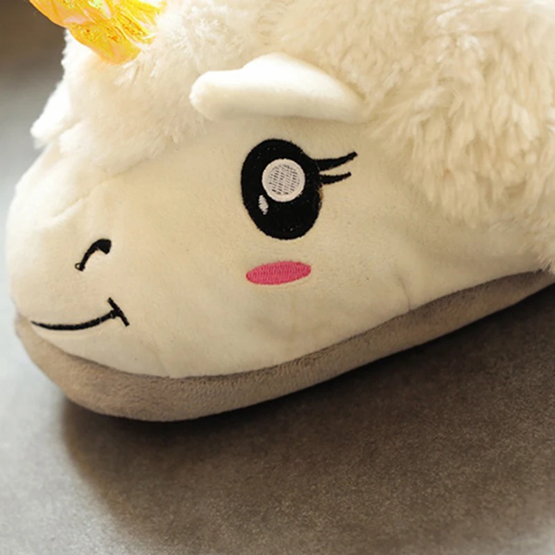 Jufoyu унисекс Единорог хлопка домашние тапочки теплые весенние Chausson Licorne домашние шлепанцы с героями мультфильмов обувь для подростков мальчиков и девочек
