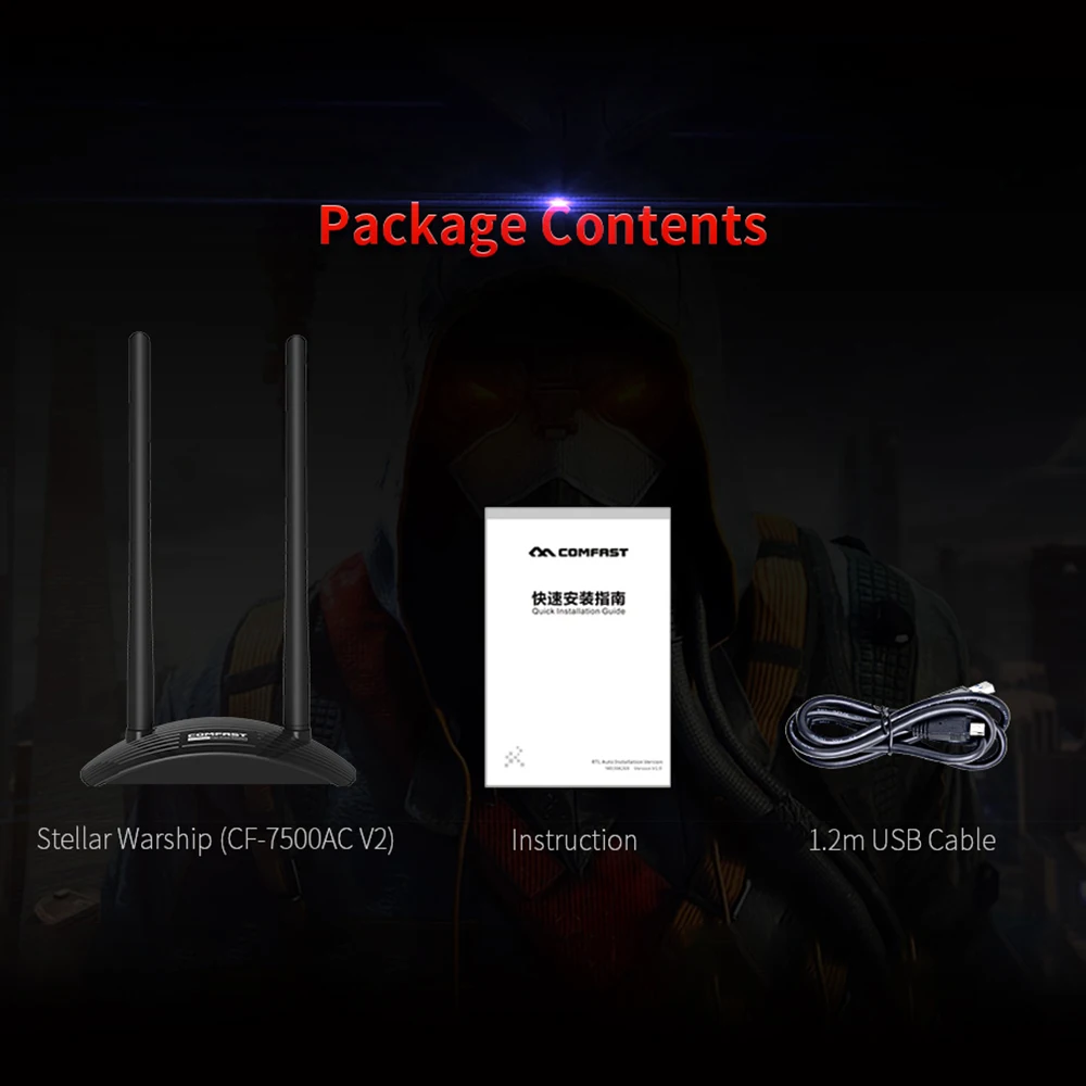 COMFAST CF-7500AC V2 1300 Мбит/с USB WiFi адаптер AC двухдиапазонный 2,4 ГГц/5,8 ГГц беспроводной сетевой маршрутизатор WiFi приемник для дома