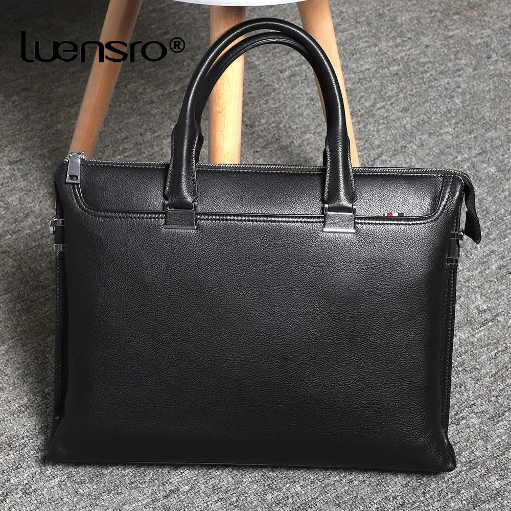 

Top Grade Genuine Leather Men Briefcase Business Handbag Tote Male Large Computer Bags Office Bags for Men Leather Laptop Bag