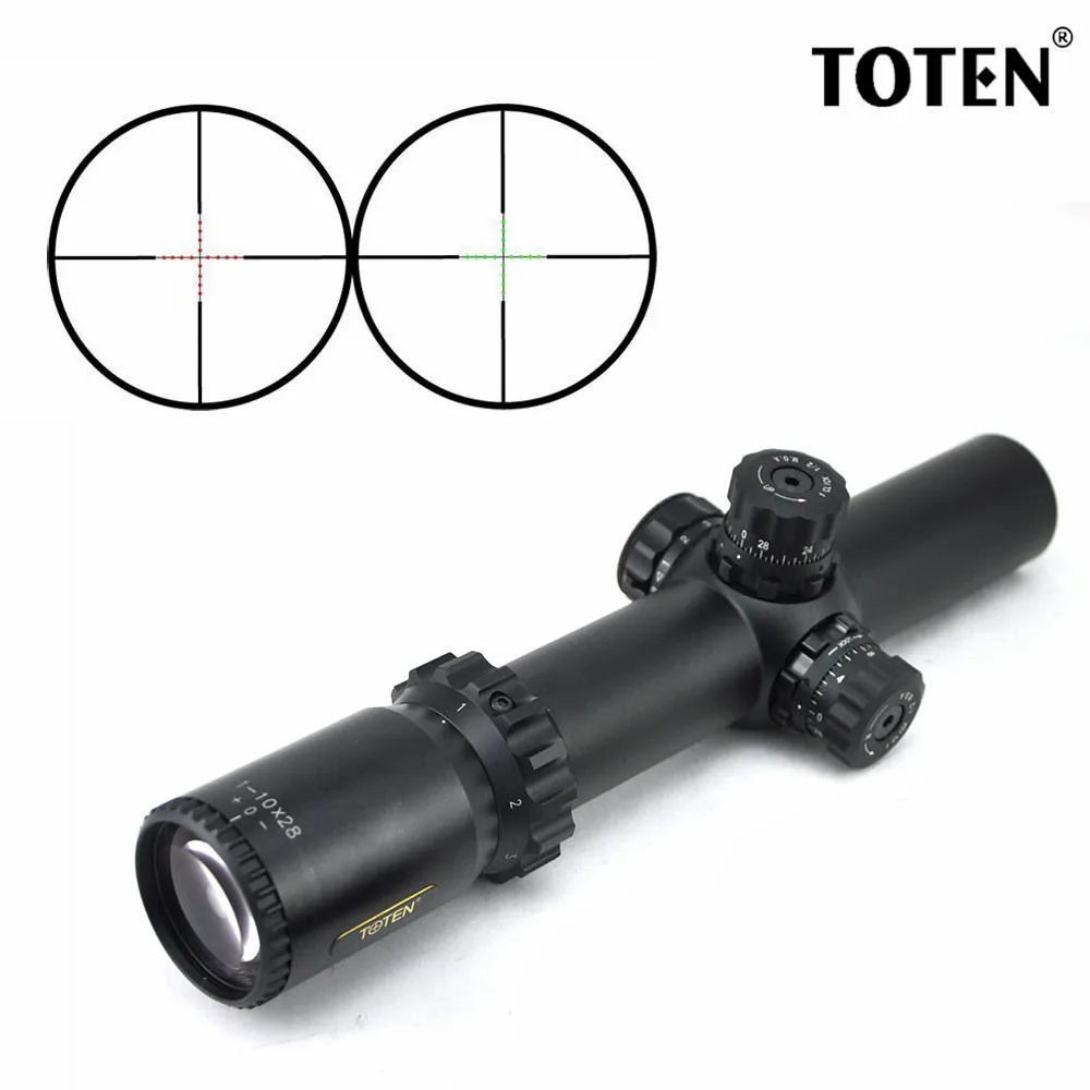 Компактный прицел для охотничьей винтовки TOTEN 1 10x28 высокомощный фиксирующий