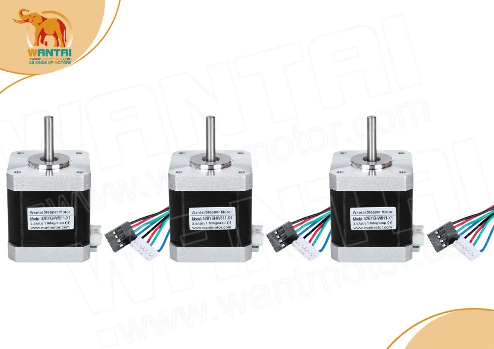 DE & EU бесплатно! Wantai 10 шт. Nema 17 шаговый двигатель 42BYGHW811 X1 4800 г. См 48 мм 2.5A с валом sinfgle