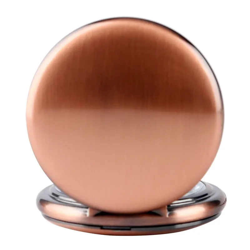 

Retro Fashion Red Copper Fob Quartz Pocket Watch Double Smooth Hunters Arabic Numerals Display Punk Pocket Chain Pendant Clocks