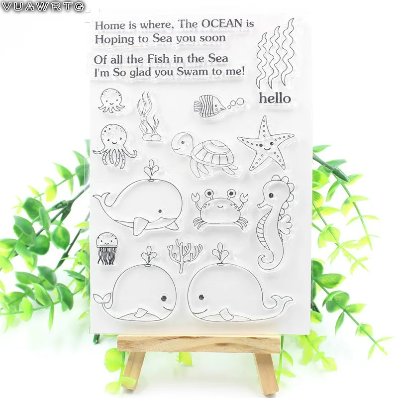 Прозрачные силиконовые штампы VUAWRTG с морскими животными для скрапбукинга сделай