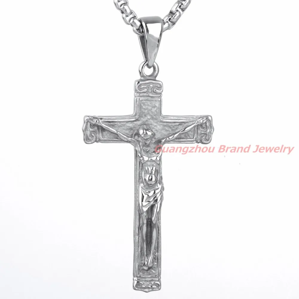 Цепочка с кулоном из нержавеющей стали 316L ожерелье крестом и изображением Иисуса