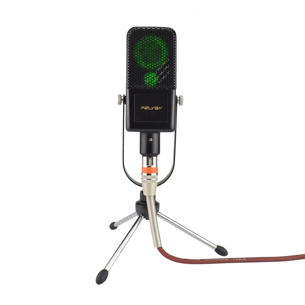 FELYBY светящийся Профессиональный BM1000 конденсаторный микрофон для караоке для компьютера ноутбука записи bm 800 Модернизированный настольный микрофон