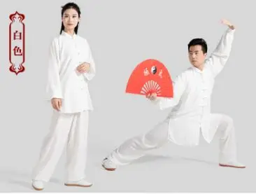 Tai Chi одежда женская летняя тренировочная одежда мужская женская с длинным рукавом Хлопок и лен Taijiquan Единоборства Топы Одежда - Цвет: white