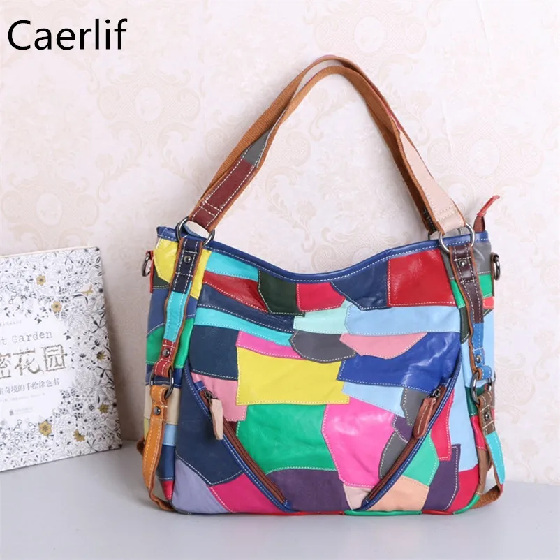 Caerlif топ ручка сумки Для женщин кожа Сумки плеча Crossbody Bolsas Красочные Женская сумка