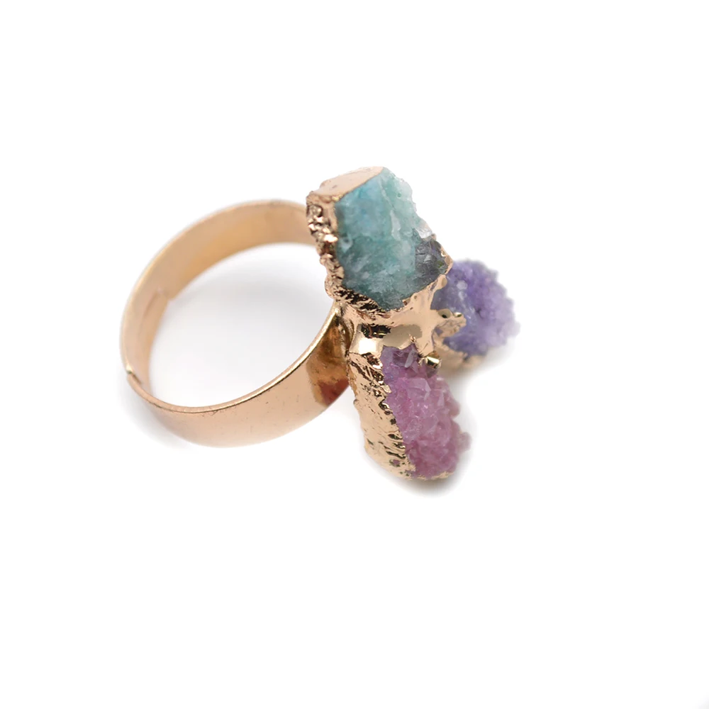 Ювелирные изделия для женщин кольца из кварцевого камня Irregualr Druzy | Украшения и