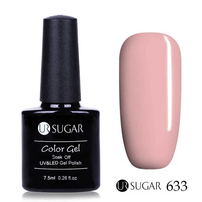 633 Гель-лак для ногтей серого цвета ur Sugar, 7,5 мл, розовый, серый, фиолетовый, замачиваемый УФ-Гель-лак, Полупостоянный Гель-лак для ногтей, сделай сам - Цвет: 633
