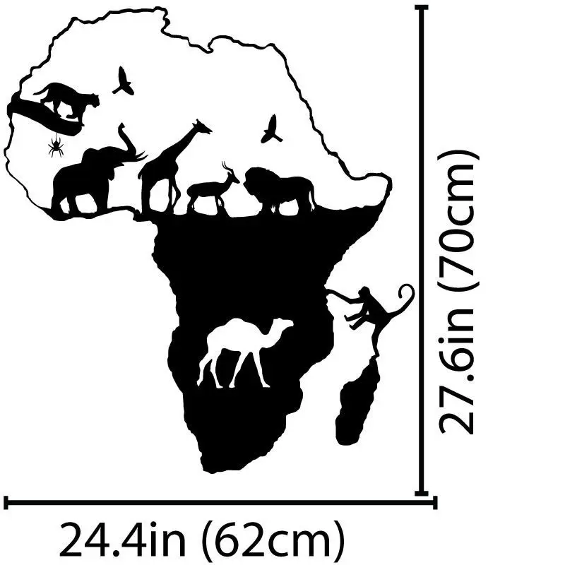Removable Safari Elephant Giraffe Wall Decal Africa Anima Sticker Home Decor Vinyl Mural Map Vinilos Paper ES-59 | Дом и сад