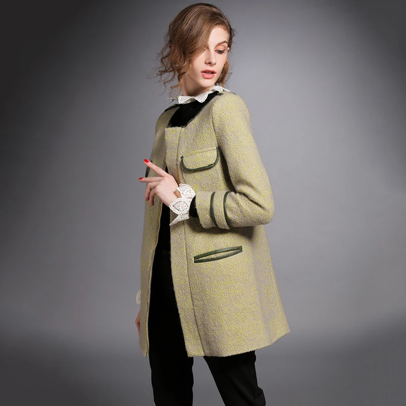 Женское шерстяное пальто Abrigos Mujer Invierno осенне зимнее короткое кашемировое с