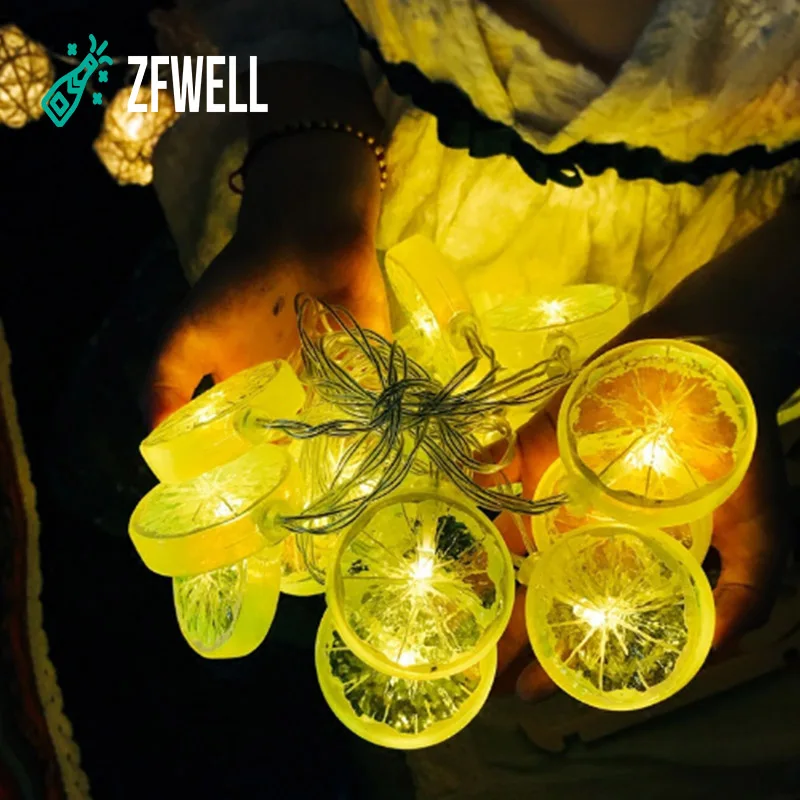 1 светодиодный т. светодиодная гирлянда ZFWELL в виде лимонного ломтика день