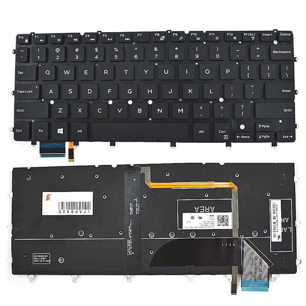 Клавиатура для XPS 13 9343 9350 15 7547 7548 US с подсветкой без рамки Черная|Клавиатуры