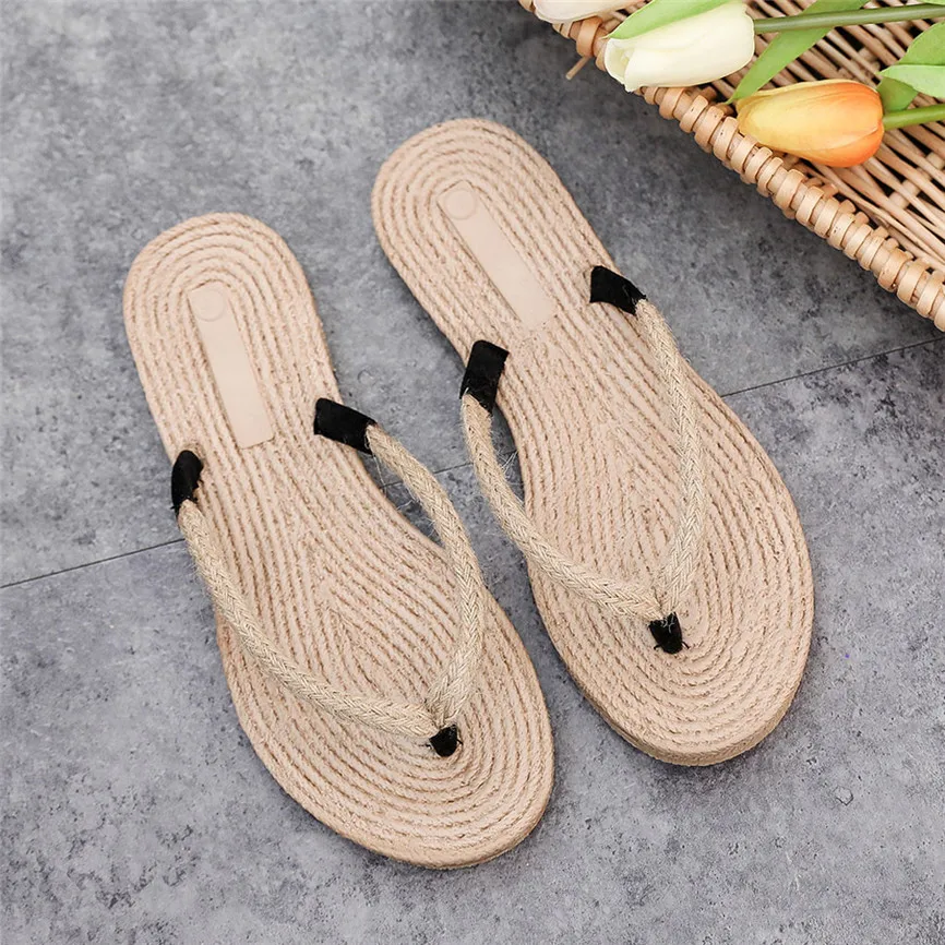 Summer Shoes Women Trendy National Style Slippers Weave Roman Style Outdoor Beach Flip Flops Slippers For Women 28#4