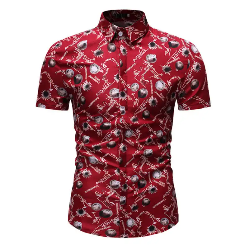 Мужские Гавайские рубашки мужские повседневные Camisa Masculina печатные пляжные рубашки мужская рубашка навыпуск с ярким рисунком короткий рукав Летняя Праздничная рубашка