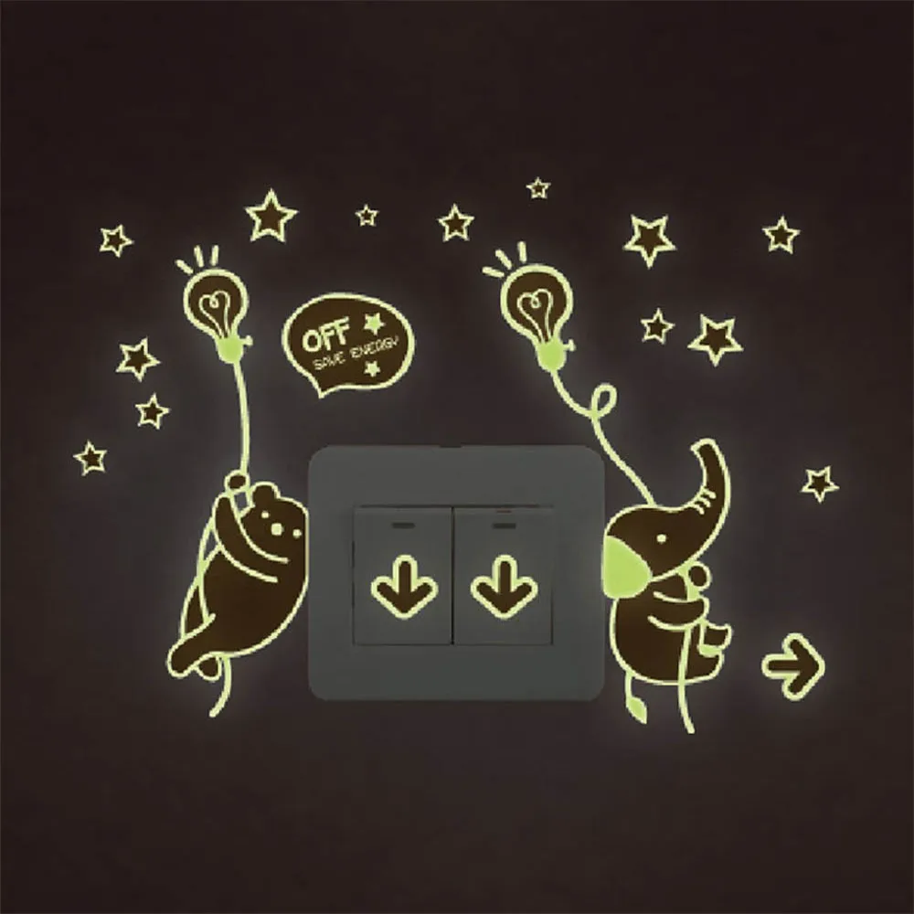 Наклейка на стену с белым выключателем 1 шт. новинка светящаяся мультяшная для