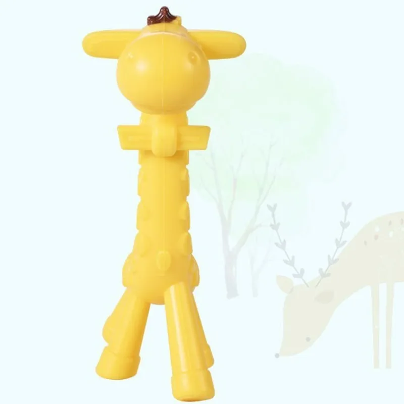 Safe Silicone Giraffe Baby Teether Soft Teething Toy BPA Giraffe Pendant Necklace Baby Food Grade Necklace Teething Hanging Toys