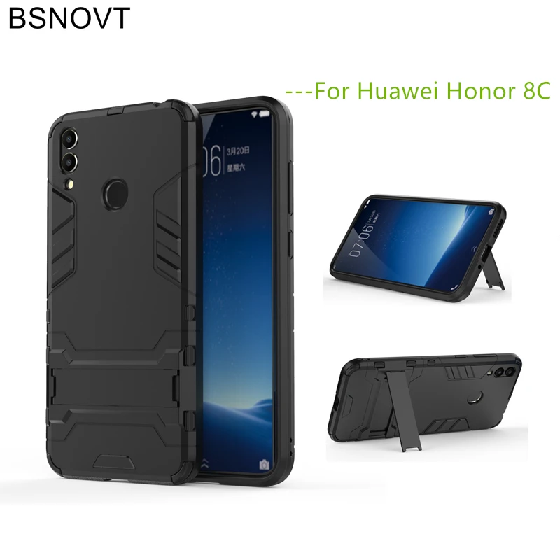 Чехол BSNOVT для Huawei Honor 8C из мягкого силикона и пластика с подставкой для удобства использования, размер 6,26 дюймов.