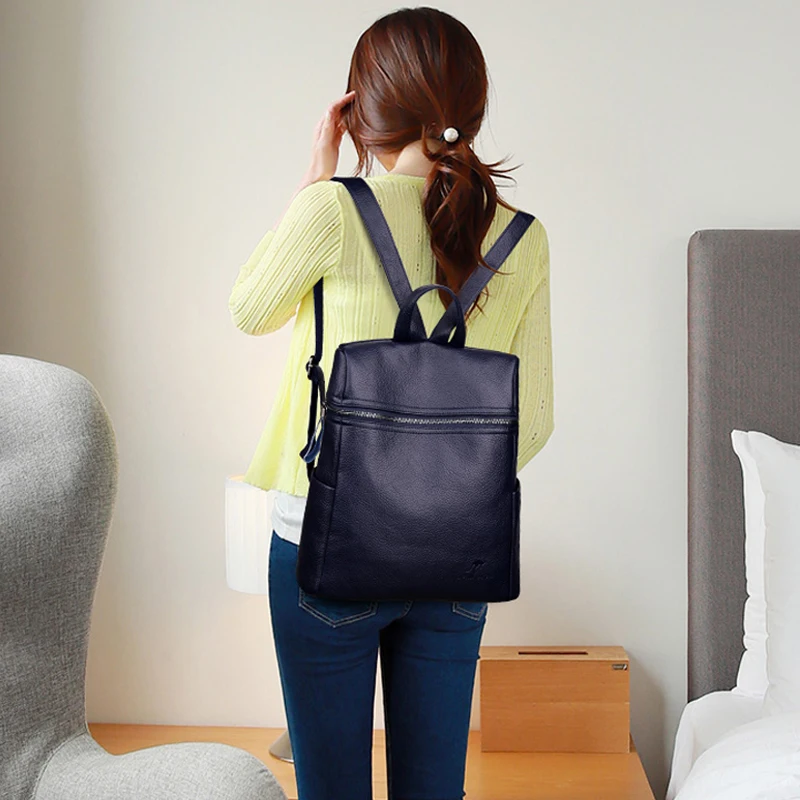 Женский кожаный рюкзак сумка на плечо для путешествий Большой Вместительный