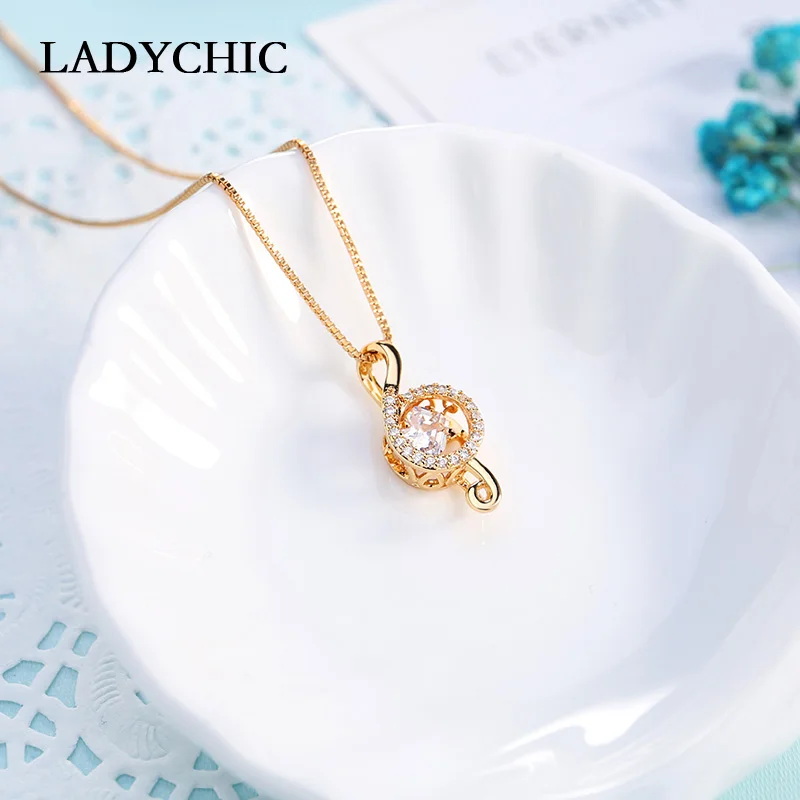 LADYCHIC, Классические Подвески с музыкальной нотой, ожерелья для женщин, модные, элегантные, розовое золото, цвет, для свадебной вечеринки, ювелирные изделия, цепочка, LN1117