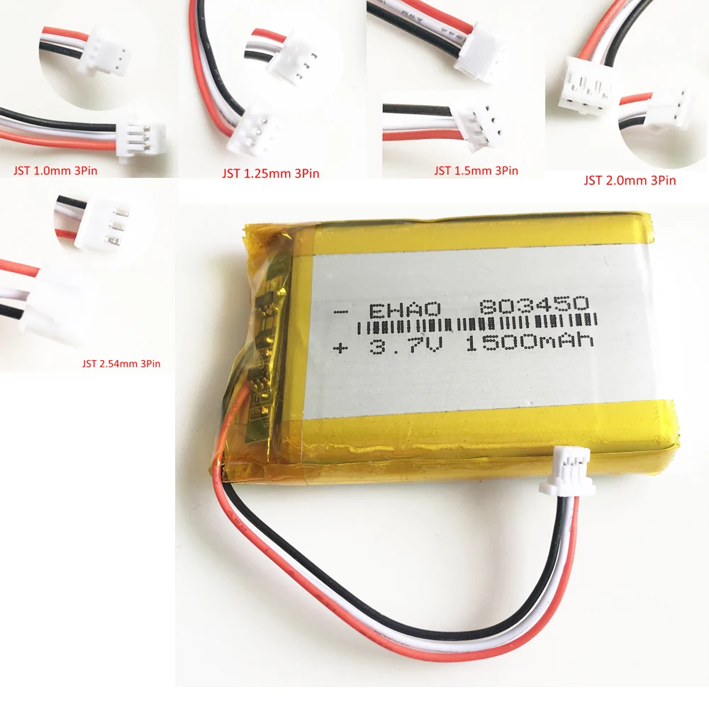 3 7 V 1500 мАч литий полимерный аккумулятор Lipo Перезаряжаемые Батарея + JST 1 0/1 25/1 5/2 0/2 5
