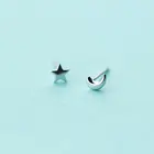 MloveAcc 925 стерлингового серебра милые мини луна звезды асимметричные серьги-гвоздики для женщин романтический подарок для девочек
