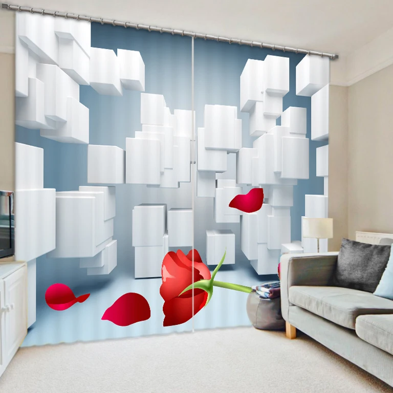 

The Move Space 3D Printing Curtains With Bedding Room Living Room or Hotel Cortians Thick Sunshade Window Curtains