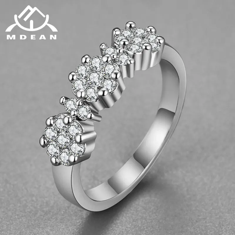 Женские обручальные кольца MDEAN белого и золотого цвета с фианитом AAA круглые