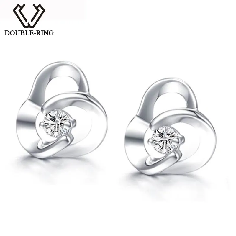 Серьги из 18 каратного белого золота с двойными кольцами 0 08 карата|earrings for|earings for