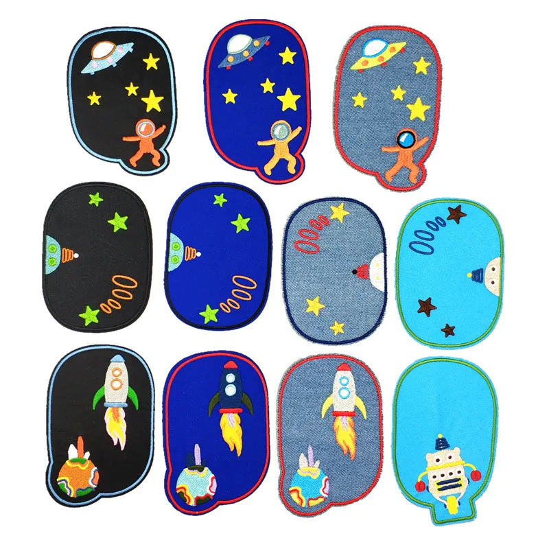 Вышитая тканевая наклейка мультяшная детская джинсовая штаны с дырками на