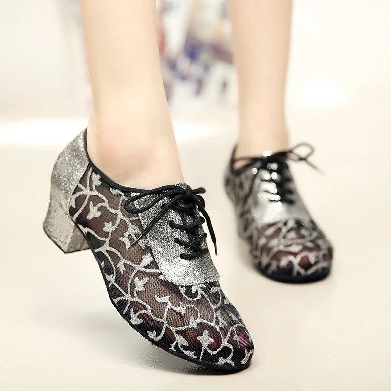 Женские туфли для латиноамериканских танцев DILEECHI весенне-летние сетчатые на