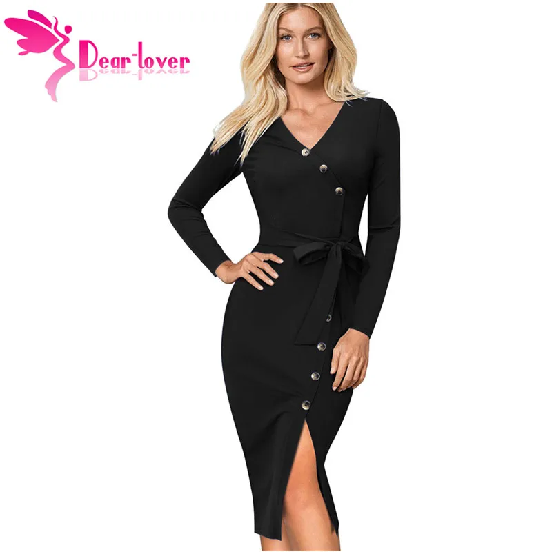 Dear Lover Элегантный Винтаж Bodycon для женщин деловая модельная одежда одноцветное