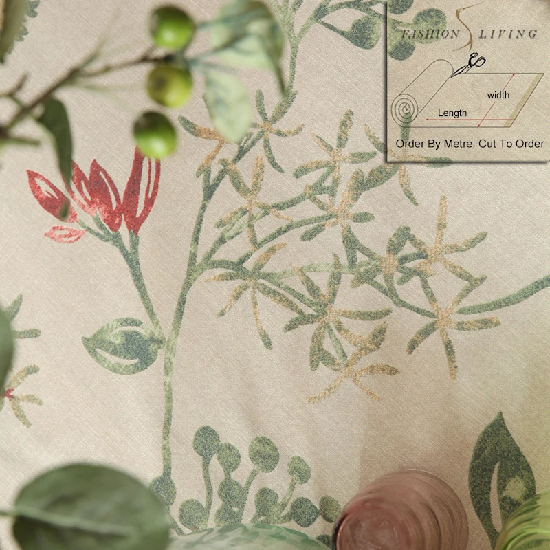 Ткань для занавесок из хлопка и льна 280 см широкая магнолия Бетти цветы красный