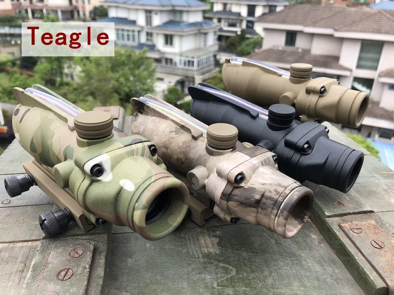Охотничий прицел Trijicon ACOG 1X32 оптика из настоящего Волокна Красная точка с подсветкой шеврон стекло травление сетка тактический оптический прицел