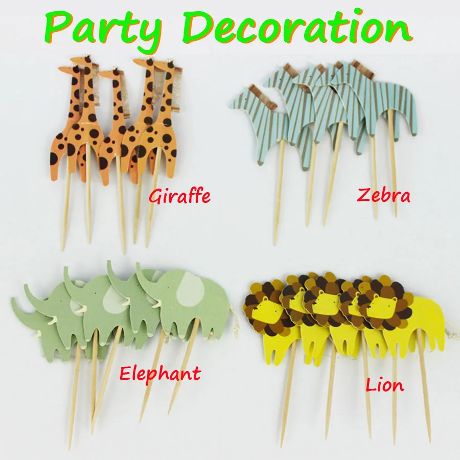 Бесплатная доставка 24 шт милые зоопарк животное кекс топперы на день рождения