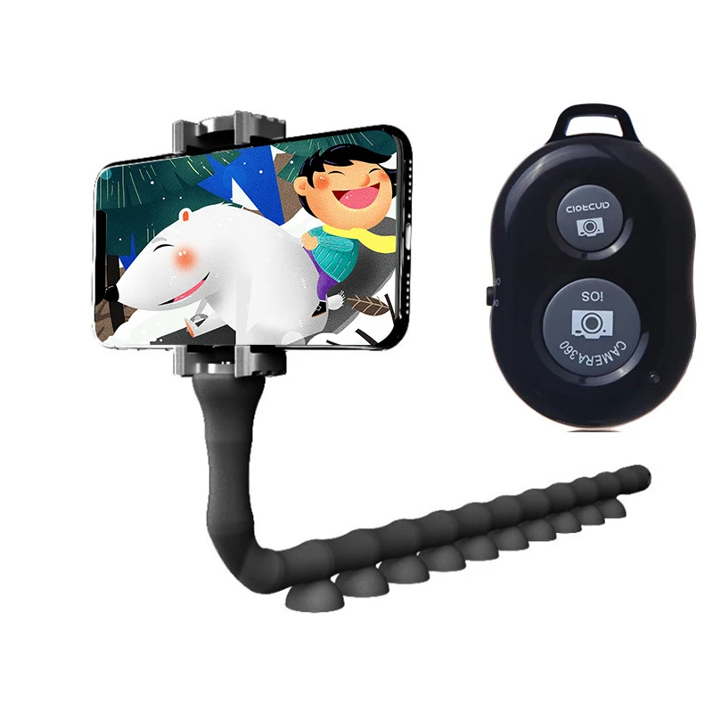 With Selfie Device 1 Гибкий милый червь ленивый держатель сильная Адсорбция Автомобильный держатель для телефона Поддержка настенный Настольный велосипедный оконный кронштейн с селфи-устройством - Цвет: With Selfie Device 1