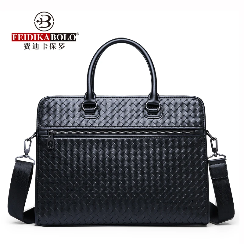 FEIDIKABOLO High-Quality Woven Horizontal Men's Handbag New Fashion Personality Laptop Bag Casual Wild Shoulder Messenger Bag