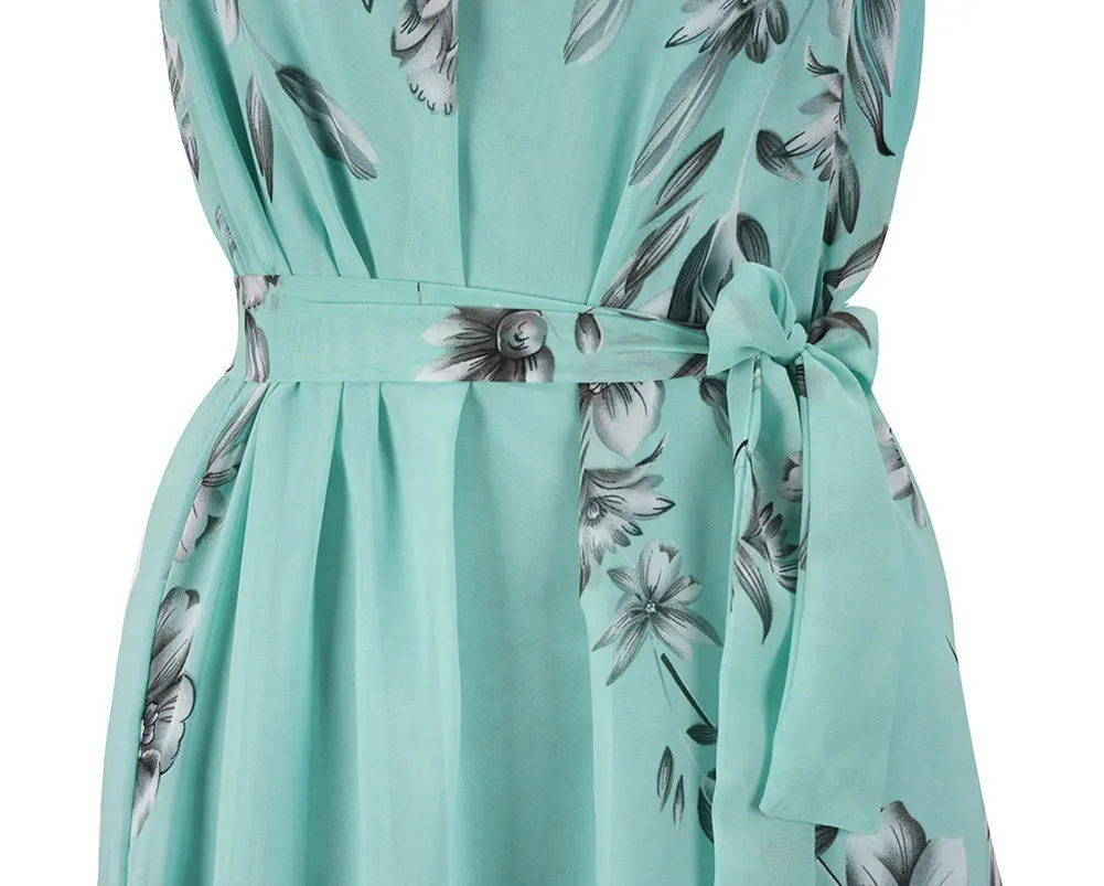 Plus Size S-6xl Women Dress Spring Summer Chiffon Ladies Sleeveless Printing Long Bohemia Beach Fat Clothes Y42 | Женская одежда