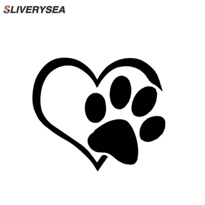 

SLIVERYSERA 11x9.3CM Heart Paw Vinyl Decal Car Sticker Engine Hood Window Stickers Nick Cover Cat Dog Footprint Car Styling
