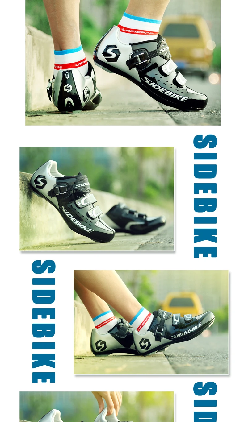 Sidebike/Обувь для велоспорта; Мужская обувь для гонок; обувь для шоссейного велосипеда; самоблокирующаяся на вершине велосипеда; спортивные ультралегкие Профессиональные черные колонки