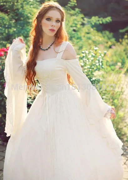 Гвендолин Средневековый или Ренессанс Свадебное Платье Бархат и Кружева с