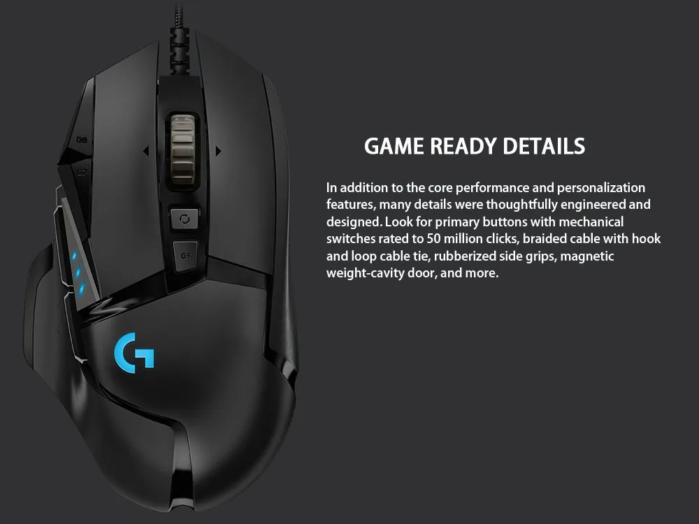 Игровая мышь logitech G502 HERO с сенсором HERO 16000 dpi LIGHTSYNC RGB программируемая настраиваемая для всех геймеров