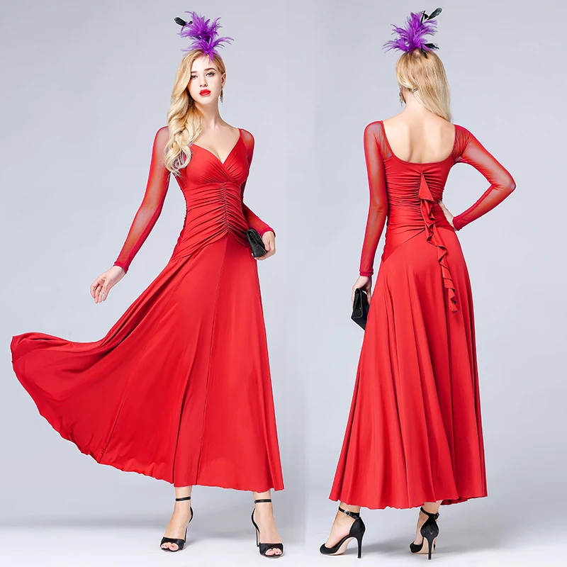 Стандартное бальное платье для танцев женское из молочного шелка с длинным