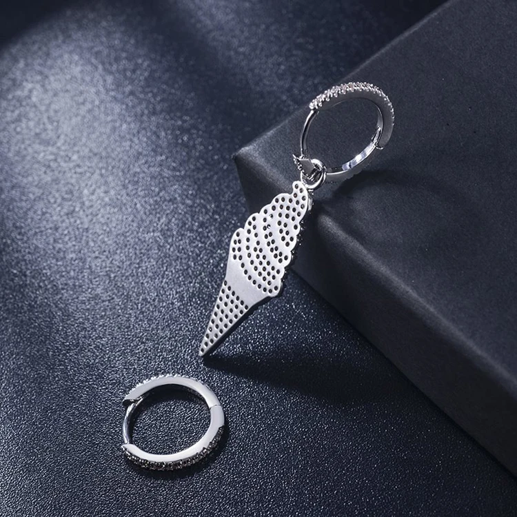 AAA модные асимметричные серьги с мороженым двойные серебряные шпильки ювелирные изделия микро мозаика CZ