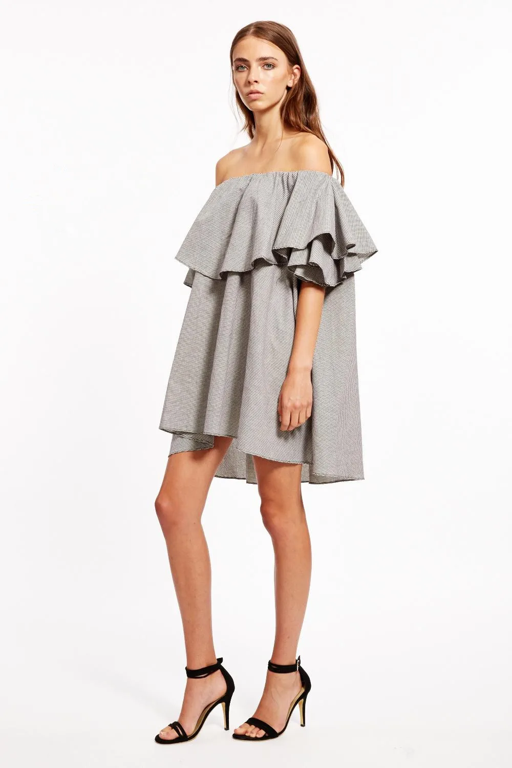 Платье Daily Apparel Women 2019 Fashion Designer Clothing Casual Summer Slash Ruffle Neck Off Shoulder A Line Plaid Beach Mini Dress.