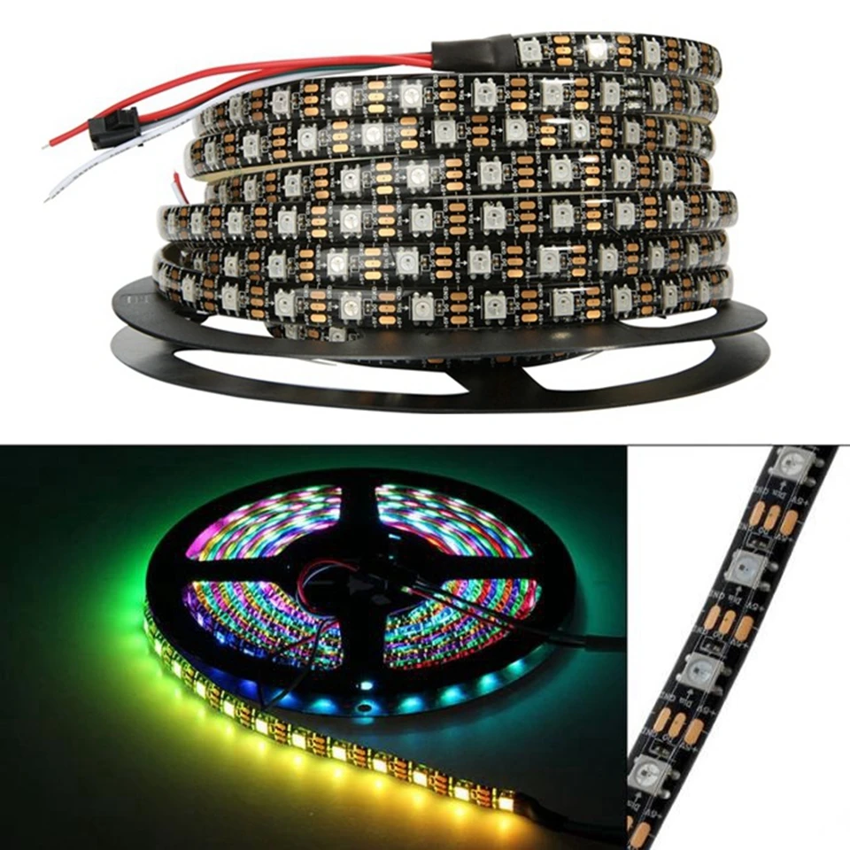5050 RGB Led Strips 60leds/M 5m Flexible Individually Addressable Smart Pixel Strip Waterproof PCB Board DC5V WS2812B WS2812 | Лампы и