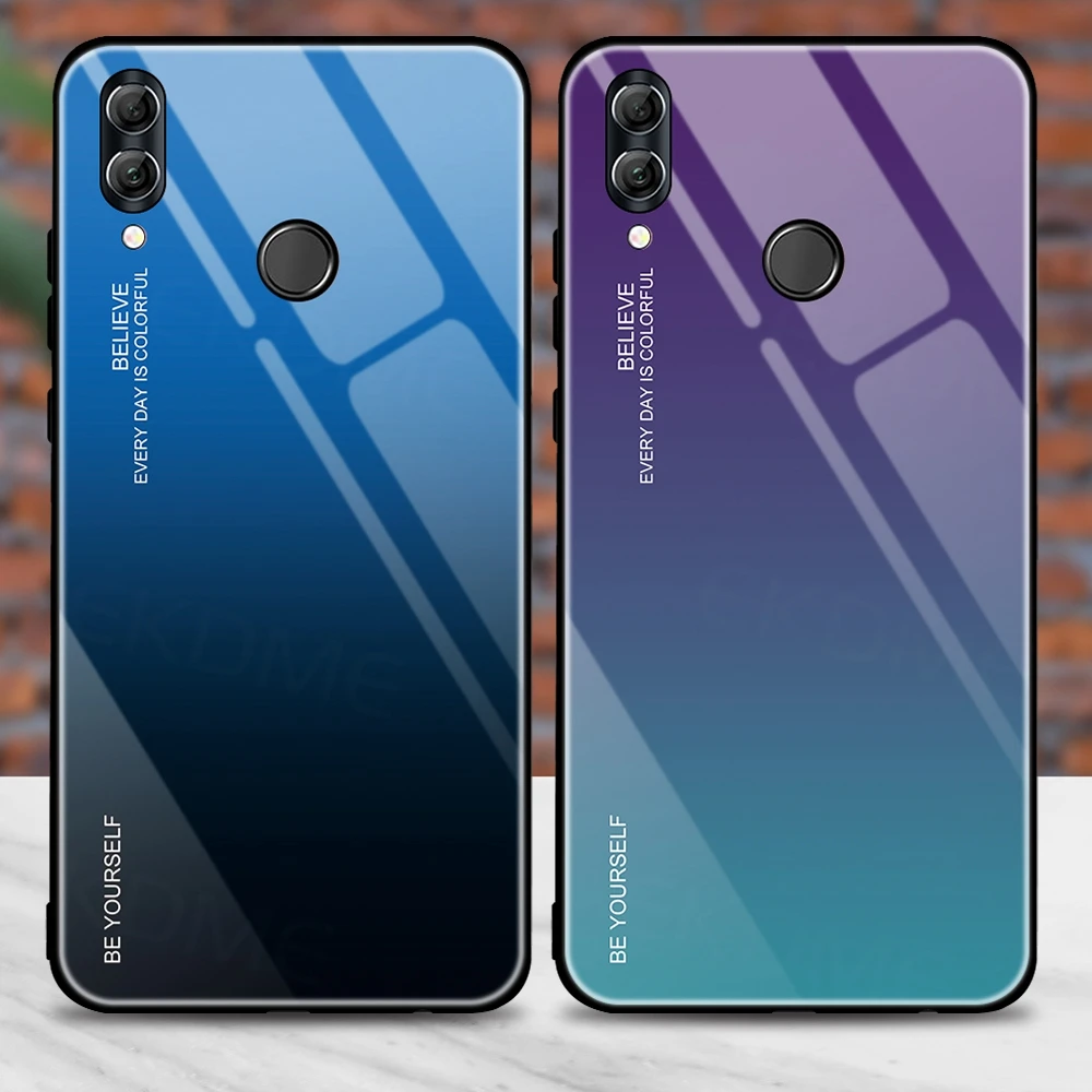 Чехол для Huawei Honor 10 9 Lite 8X Max 9X Pro мягкая рамка из закаленного стекла с градиентом